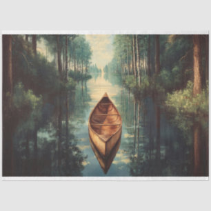 Kanoe auf einem Fluss Szenische Decoupage Seidenpapier