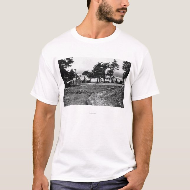 Kanonen-Strand, Oregonarcadia-Hütten-Ozean T-Shirt (Vorderseite)