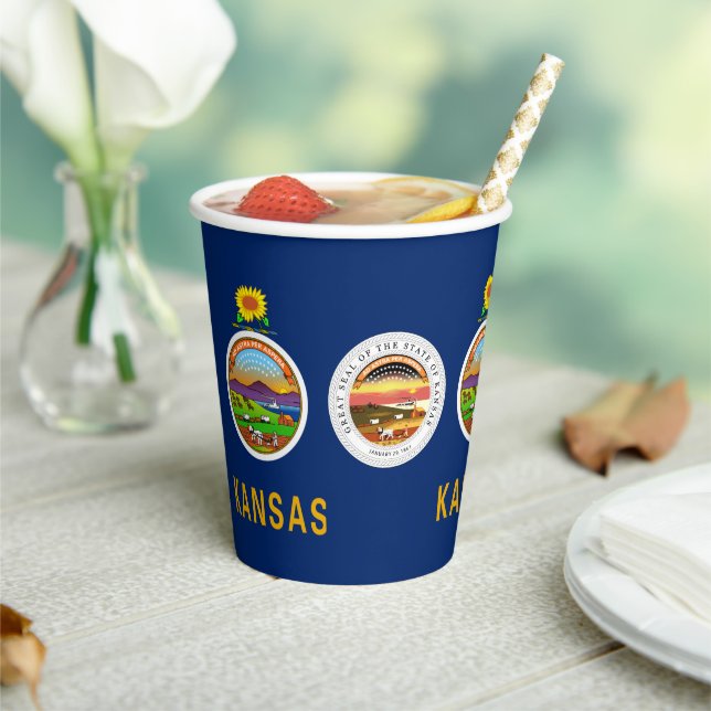 Kansan Flag & Seal, Flag of Kansas Pappbecher (In Situ)