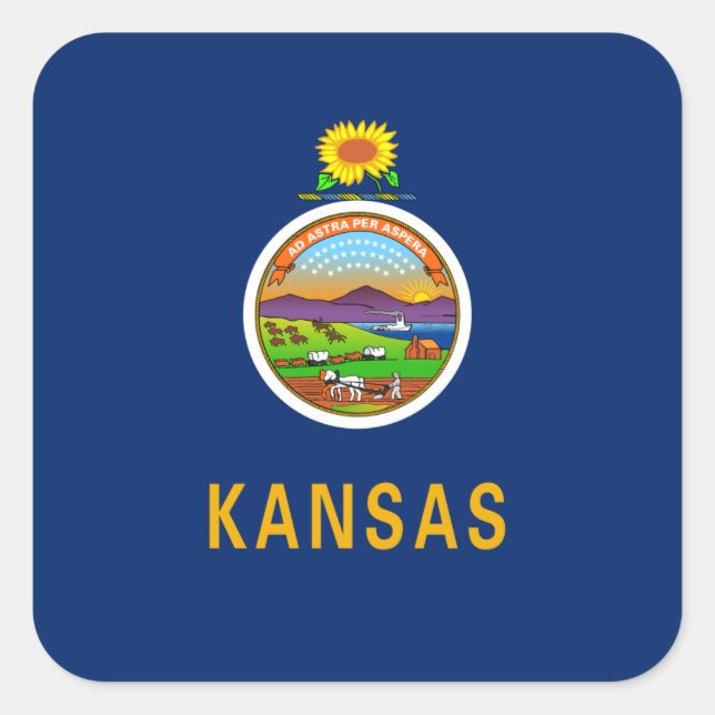 Kansan-Flagge, Flagge Kansas Quadratischer Aufkleber (Vorderseite)
