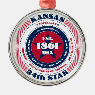 Kansas 34. Weihnachtsstaatsschmuck Ornament Aus Metall