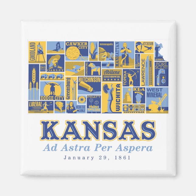 Kansas - Ad Astra Per Aspera - Square Magnet (Vorne)