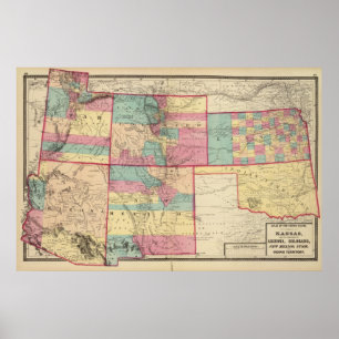 Kansas, Arizona, Colorado, New Mexico und Utah Poster