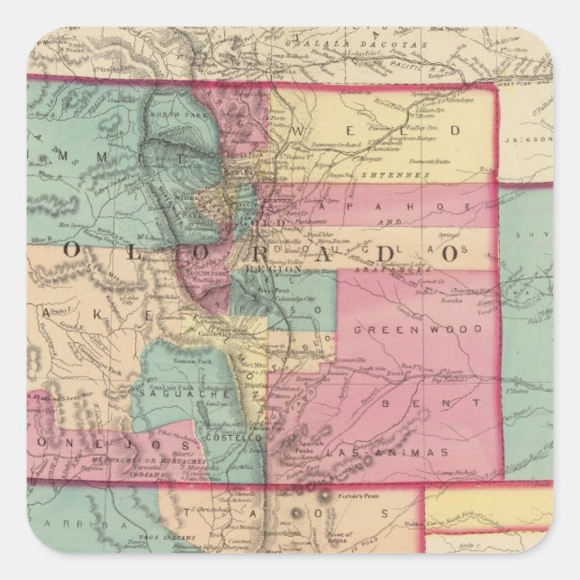 Kansas, Arizona, Colorado, New Mexico und Utah Quadratischer Aufkleber (Vorderseite)
