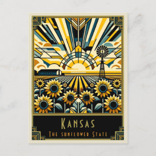 Kansas   Art Deco Postkarte