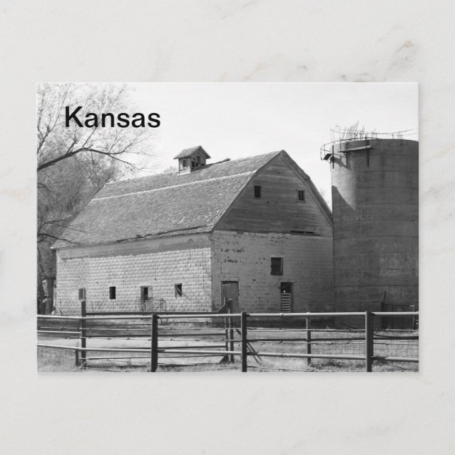 Kansas Barn und Silo Postkarte (Vorderseite)