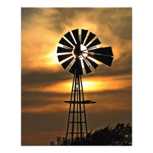 Kansas bunter Sonnenuntergang mit Wolken und der S Fotodruck