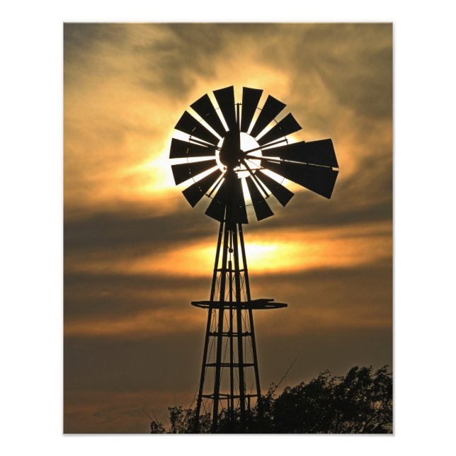 Kansas bunter Sonnenuntergang mit Wolken und der S Fotodruck (Vorne)