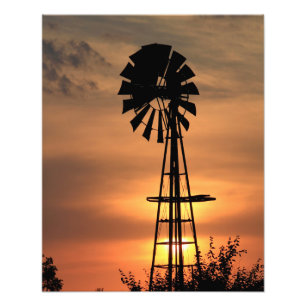 Kansas bunter Sonnenuntergang mit Wolken und der S Fotodruck
