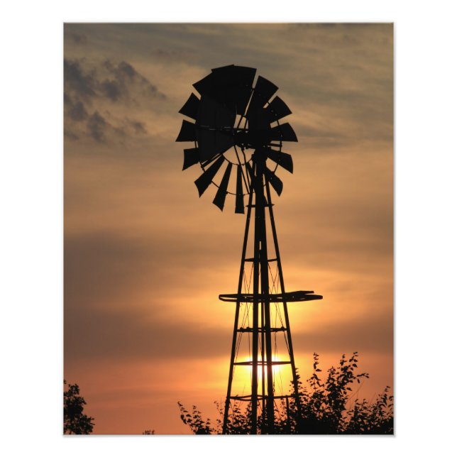 Kansas bunter Sonnenuntergang mit Wolken und der S Fotodruck (Vorne)