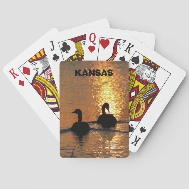 Kansas Canadian Goose Sunset Reflektion Spielkarten (Rückseite)