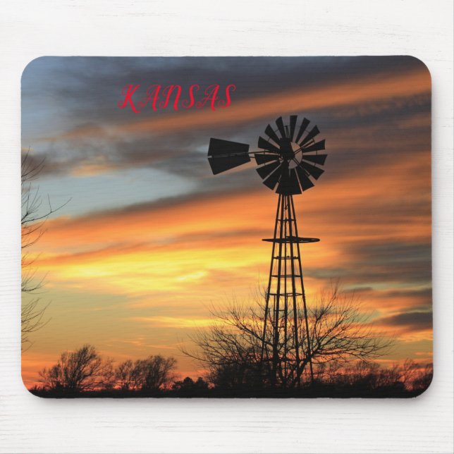 Kansas Christmas Windmill Sunset Mouse Pad Mousepad (Vorne)