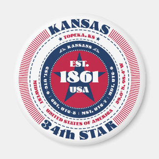 Kansas Circle Typografy Souvenir Magnet