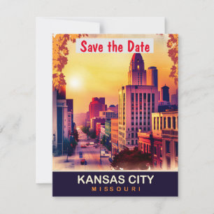 Kansas City Art Deco Goldene Hochzeits-Einladung Save The Date