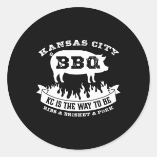 Kansas City Bbq Kc ist der Weg, lustiges Bbq zu se Runder Aufkleber