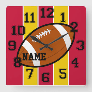 Kansas City Colors Fußball-Uhr Quadratische Wanduhr