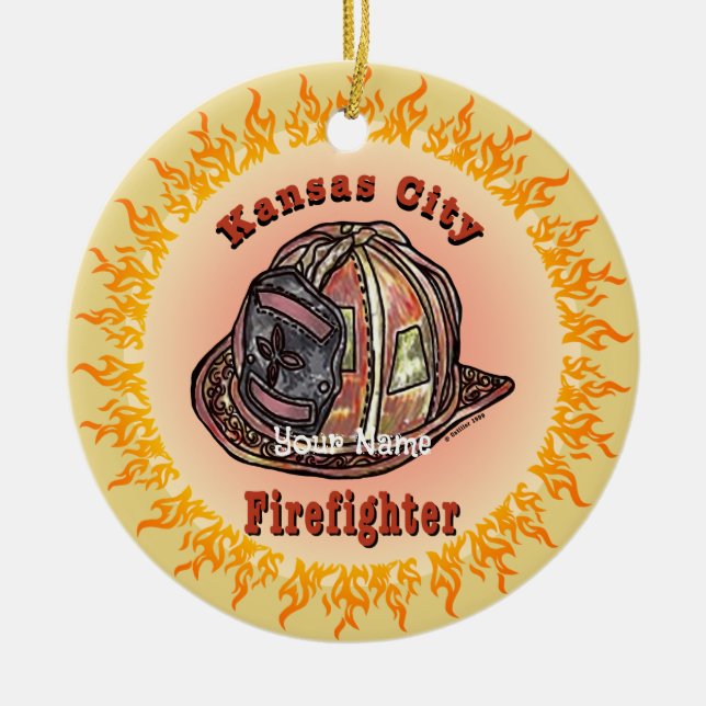 Kansas City Feuerwehrschmuck Keramik Ornament (Vorne)
