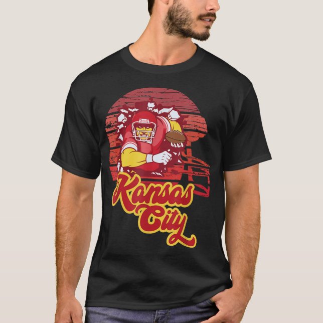 Kansas City Football Retro Sunset Helmet GRILLEN T-Shirt (Vorderseite)
