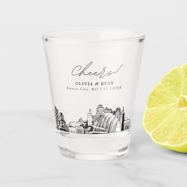 Kansas City Gastgeschenk Hochzeit Personalisiert C Schnapsglas (Vorderseite)