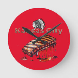 Kansas City - GRILLEN Ribs und die indische Chefin Runde Wanduhr