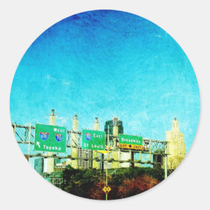 Kansas City Highway Runder Aufkleber