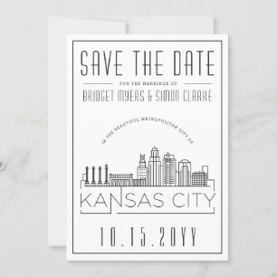 Kansas City Hochzeit Stilisiert Save the Date Einladung