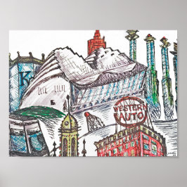 Kansas City Iconic Architecture Poster
