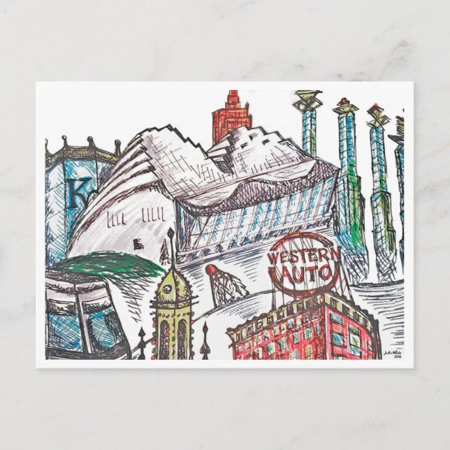 Kansas City Iconic Architecture Poster Postkarte (Vorderseite)