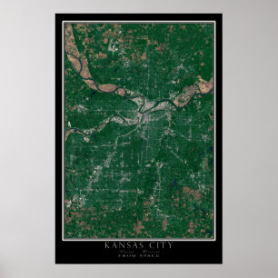 Kansas City Kansas - Missouri from Space Satellite Poster
