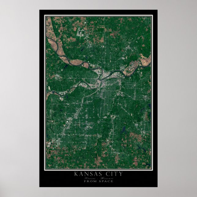 Kansas City Kansas - Missouri from Space Satellite Poster (Vorne)