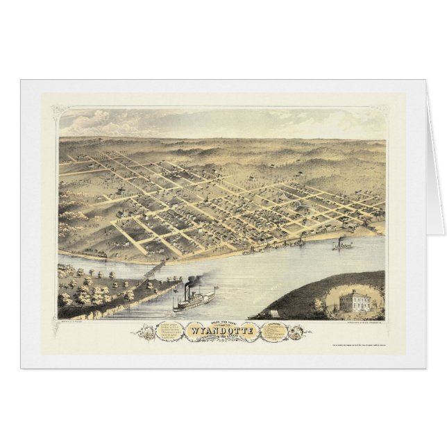 Kansas City, KS panoramische Karte - 1869 (Vorderseite (Horizontal))