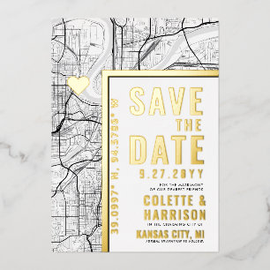 Kansas City Love Locator   Hochzeit Vormerkung Folieneinladung