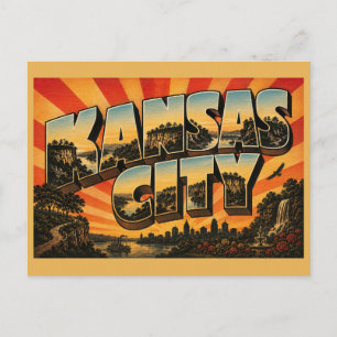 Kansas City Missouri Flussufer Wälder Kunst Postkarte
