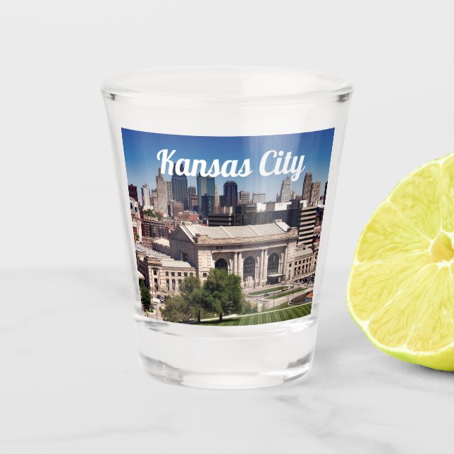 Kansas City Missouri Foto Gewerkschaft Station Schnapsglas (Vorderseite)