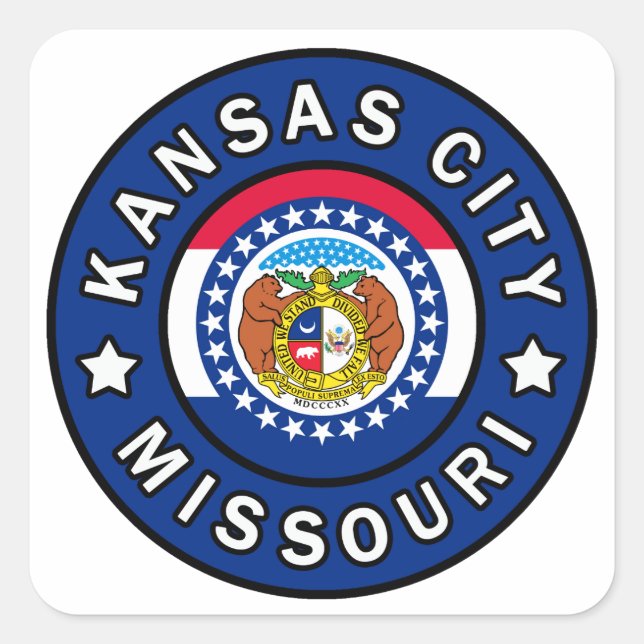Kansas City Missouri Quadratischer Aufkleber (Vorderseite)