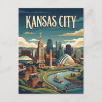 Kansas City Missouri River Retro Vintage Poster
