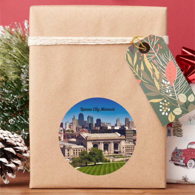Kansas City Missouri Runder Aufkleber (Feiertag)