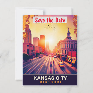 Kansas City, Missouri, Travel Postcard, Save The Date