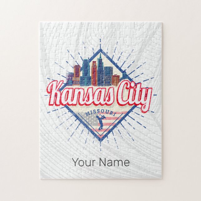Kansas City Missouri United Staaten Skyline Vintag Puzzle (Vertikal)