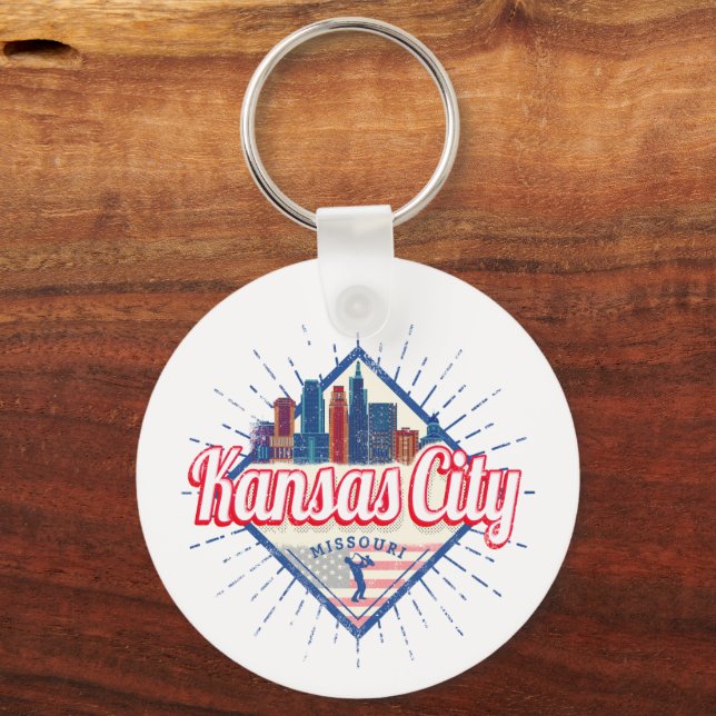 Kansas City Missouri United Staaten Skyline Vintag Schlüsselanhänger (Vorderseite)