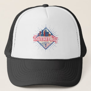 Kansas City Missouri United Staaten Skyline Vintag Truckerkappe