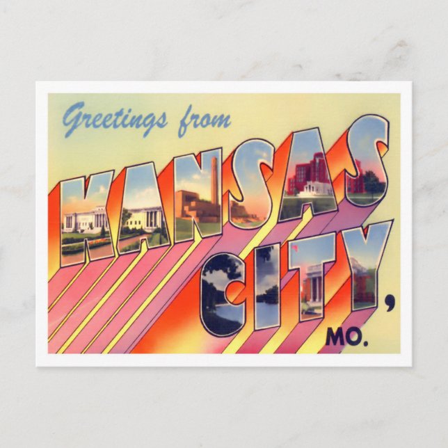 Kansas City, Missouri Vintag Big Letters Postcard Postkarte (Vorderseite)