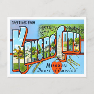 Kansas City, Missouri Vintage Große Buchstaben Pos Postkarte