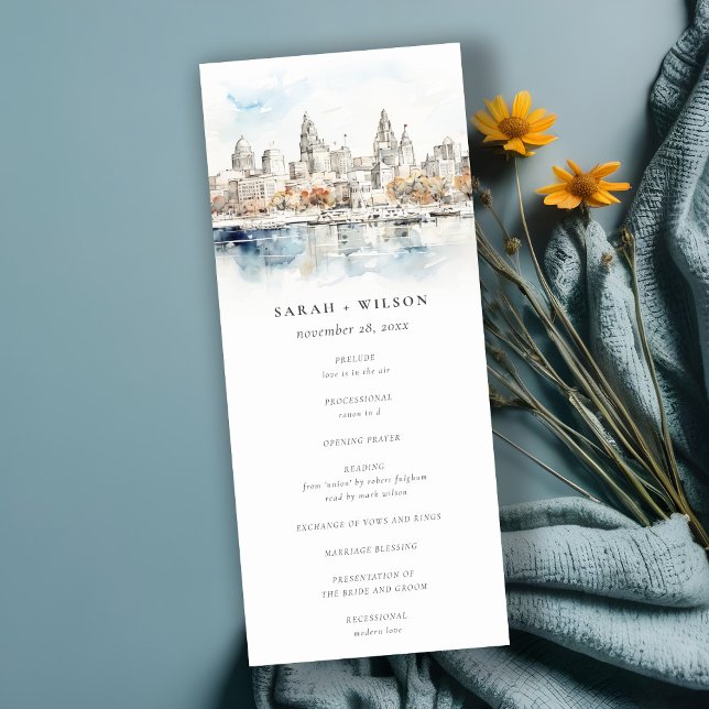 Kansas City Missouri Watercolor Wedding Program Einladung (Von Creator hochgeladen)