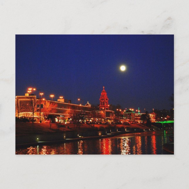 Kansas City Plaza beleuchtet unter Vollmond Postkarte (Vorderseite)