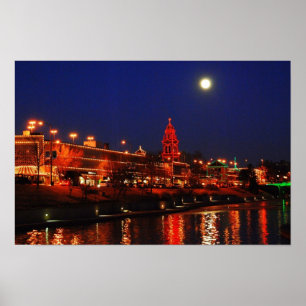 Kansas City Plaza Lichter unter einem Vollmond Poster