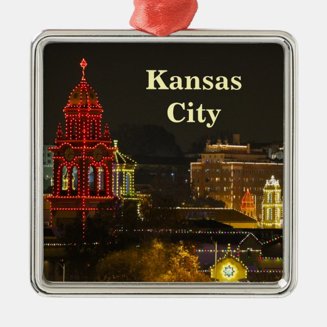 Kansas City Plaza Lights Metal Ornament Aus Metall (Vorne)
