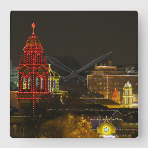 Kansas City Plaza Lights Quadratische Wanduhr