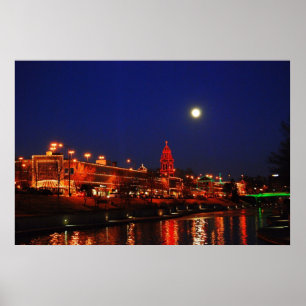 Kansas City Plaza Lights Under a Full Moon Poster