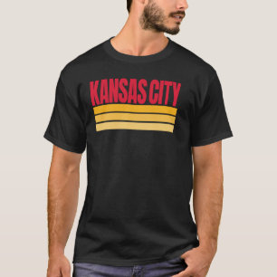 Kansas City Red Yellow Retro Striptes Heimat Kans T-Shirt